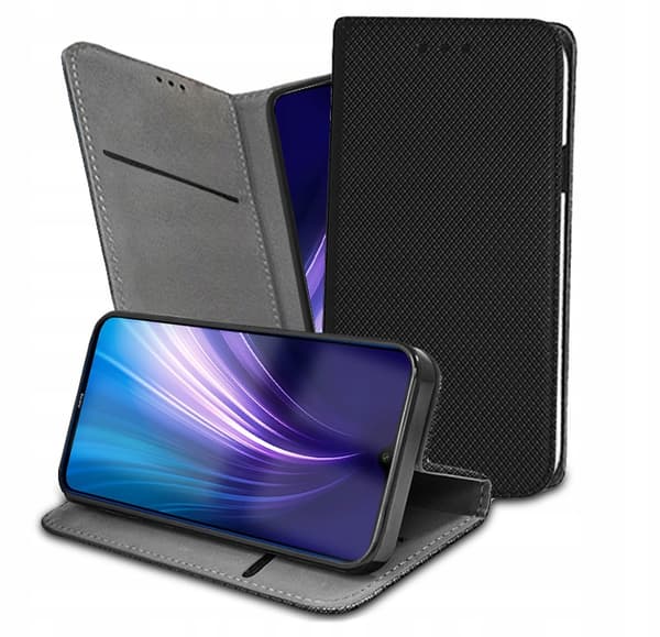 Etui til XIAOMI REDMI NOTE 8T SMART MAGNET BOOKETUIL SORT + GLAS