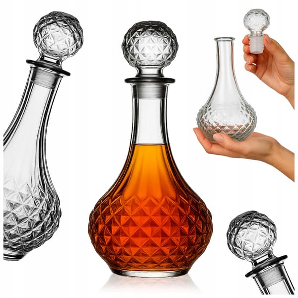 0,8L rund karaff med rund glaspropp
