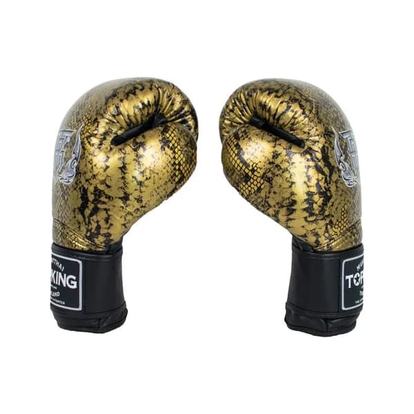 Top King Super Star Snake Muay Thai Boksehandsker 10OZ Sort/Guld