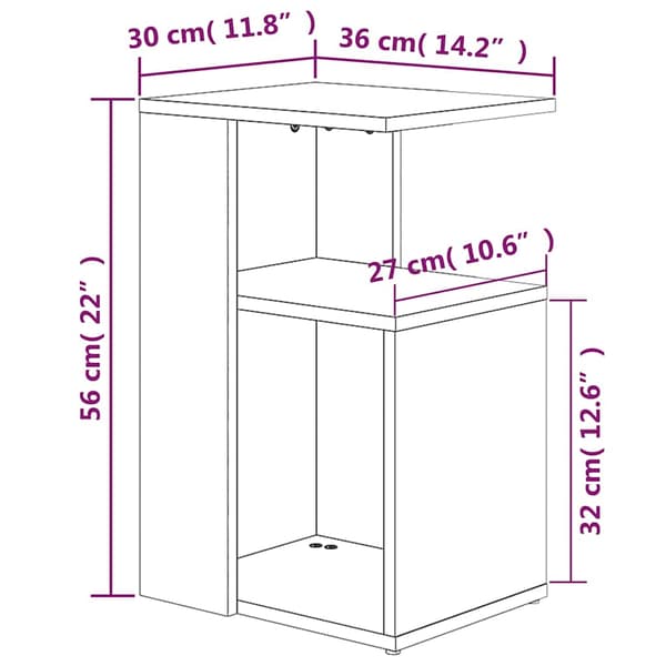 vidaXL sidebord røget eg 36x30x56 cm