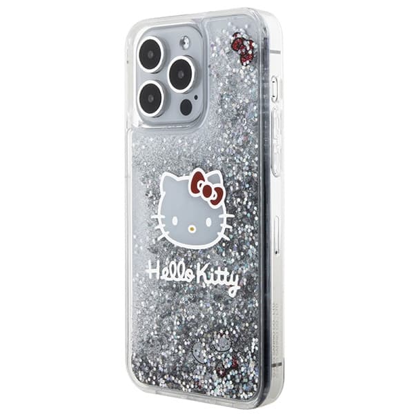 Hello Kitty HKHCP15XLIKHET iPhone 15 Pro Max 6,7" silver/silver hårt skal Liquid Glitter Charms Kitty Head