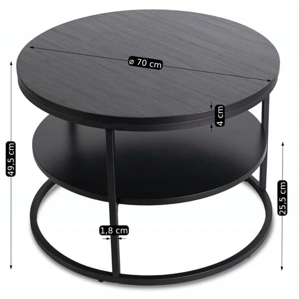 BEST sofabord med hyllplan 70 cm sort moderne