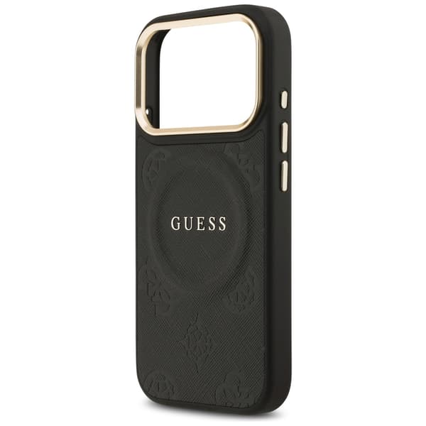 Guess Peony Hot Stamp MagSafe-etui til iPhone 17 Pro, sort