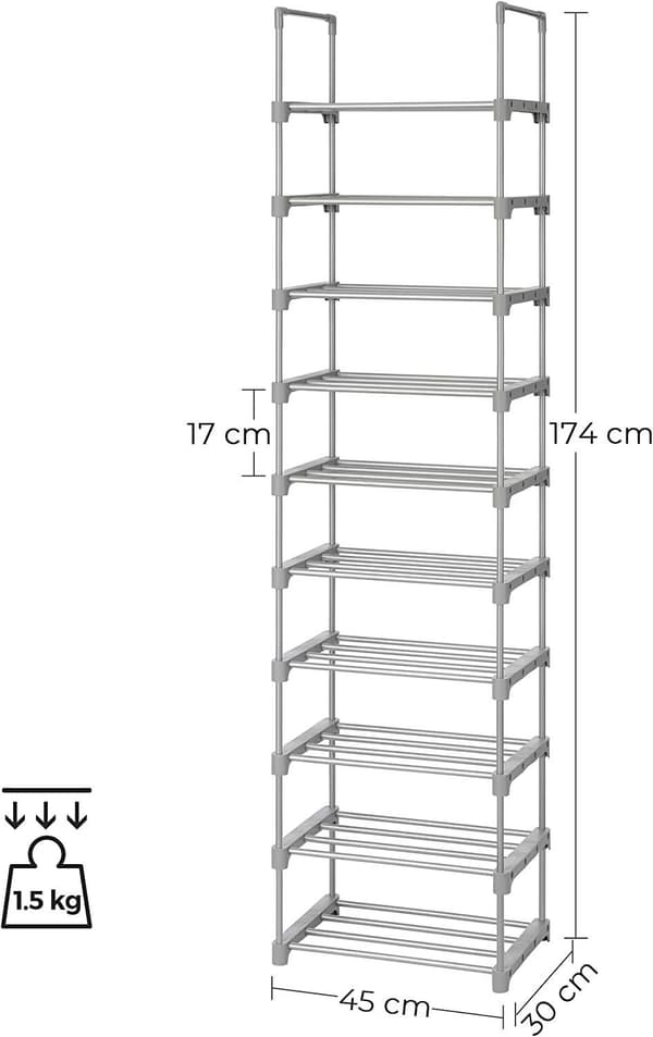 Modulært skoskab, gråt, 174 cm