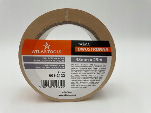 ATLAS TOOLS DUBBELHÄFTIG TEJP FÖR SAMMANFORMNING AV FOLIER 48 mm/25 m
