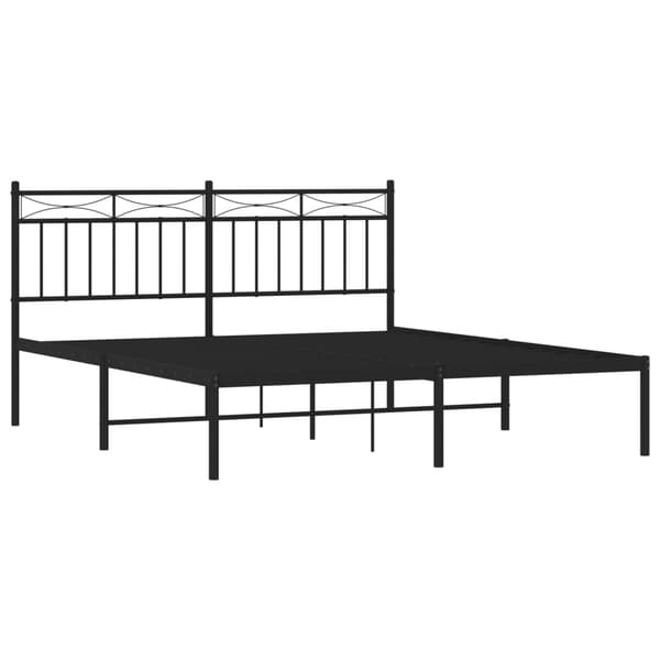 vidaXL metalsengestel med hovedgærde sort 160x200 cm
