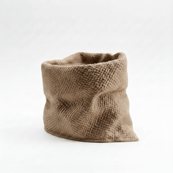 Modern brun växtkruka i jutepåse-stil