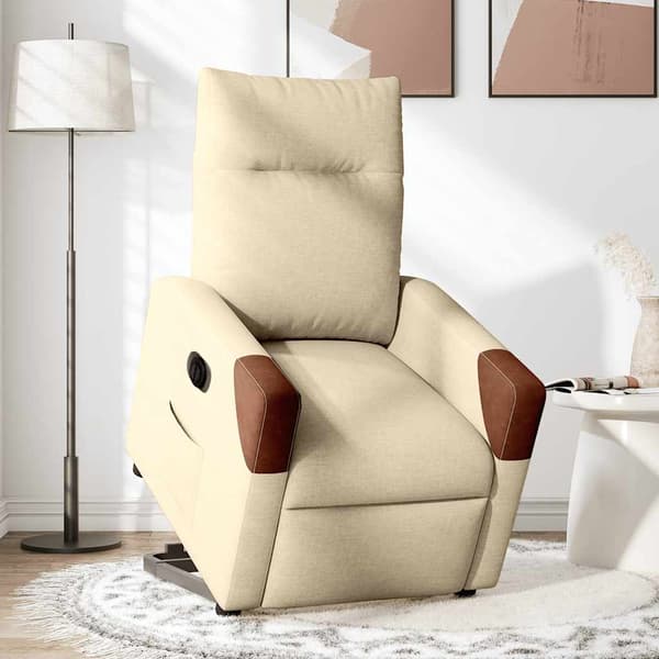 vidaXL Lyftbar massagefåtölj, elektrisk, vilstol, krämfärgad