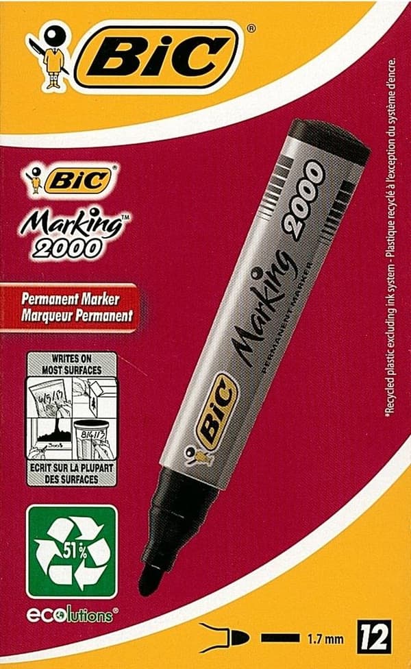 Marking 2000 rund svart tuschpenna (12 st) BIC