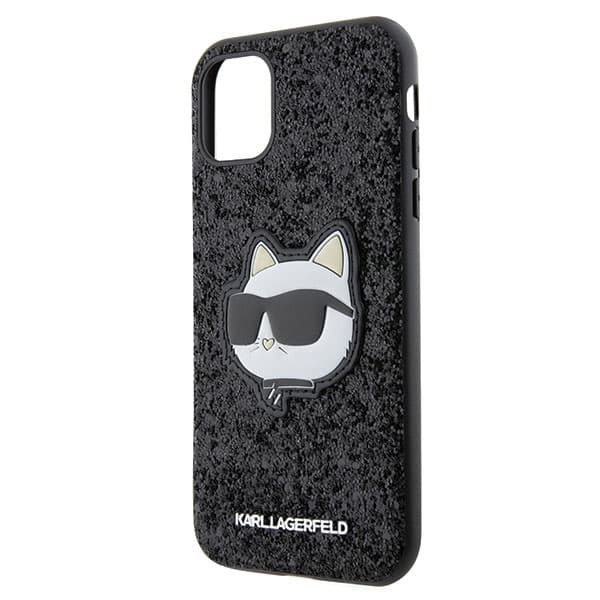 Karl Lagerfeld Glitter Choupette Patch-etui til iPhone 11 / Xr, sort