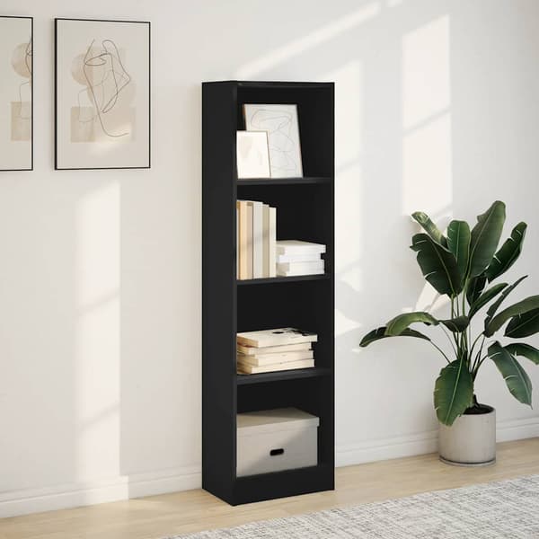 vidaXL hylde, sort, 40x24x143 cm, træbaseret materiale