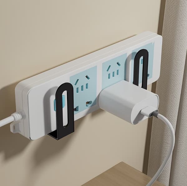 2x Väggfäste för router, dekoder, wifi-modem + monteringslim (svart)