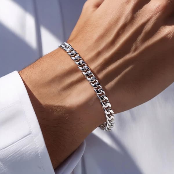 FULD Sølv Herrearmbånd 5mm 925 SØLV Diamant