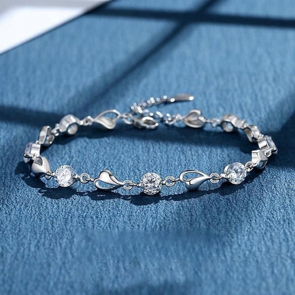 Silver diamanthjärthalsband Present till kvinnor + armband