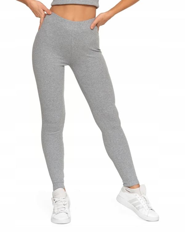 Dameleggings i bomuld med bred elastisk linning, elastisk pasform, MORAJ M GRÅ