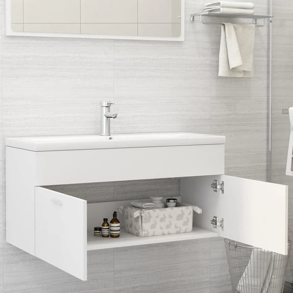 vidaXL håndvaskskab hvid 100x38,5x46 cm spånplade