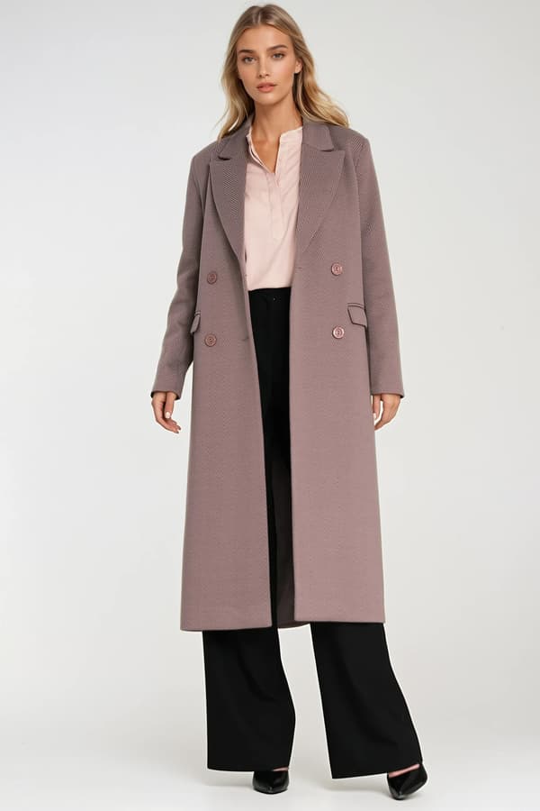 Elegant dubbelknäppt kappa - beige 36