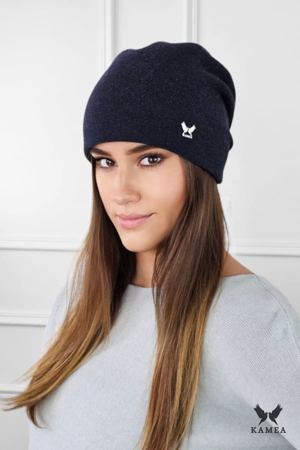 LILY enfärgad ullmössa med logotyp, marinblå