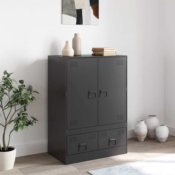 vidaXL skab, sort, 67x39x95 cm, stål