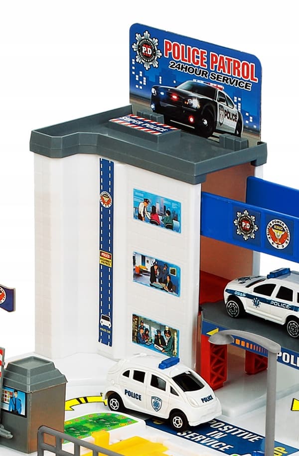 Polisparkering, resväska, garage, polisbil med 40 element