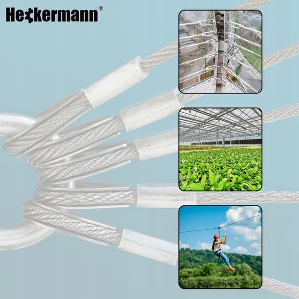 Rustfrit stålkabel 30m 3mm med tilbehør Heckermann 68in1