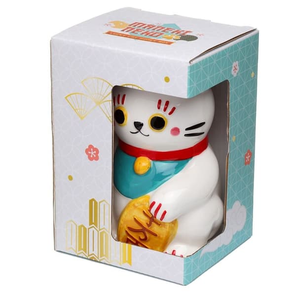 PKMB260 Keramisk spargris Lucky Cat vit