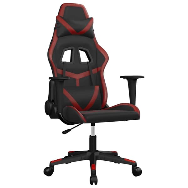 vidaXL massage-gamingstol, sort og bordeaux, kunstlæder