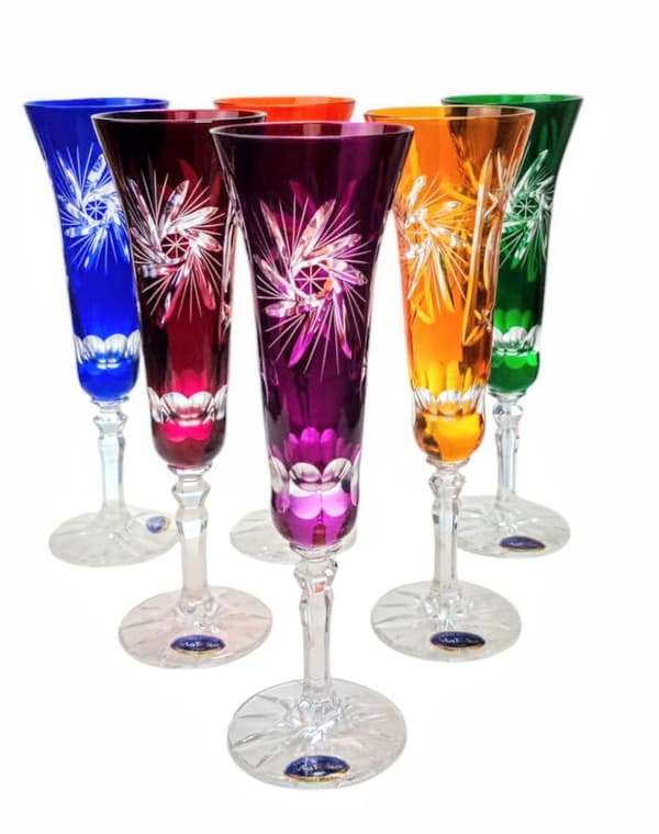 Färgglada kristallchampagneglas 170 ml Olive Grinder
