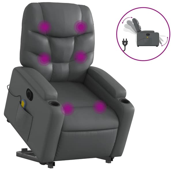 vidaXL elektrisk lænestol med massage, grå