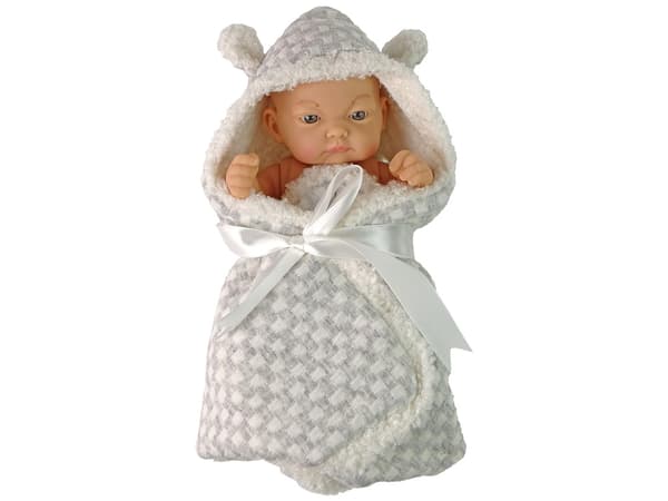 Söt babydocka grå rosettsjal