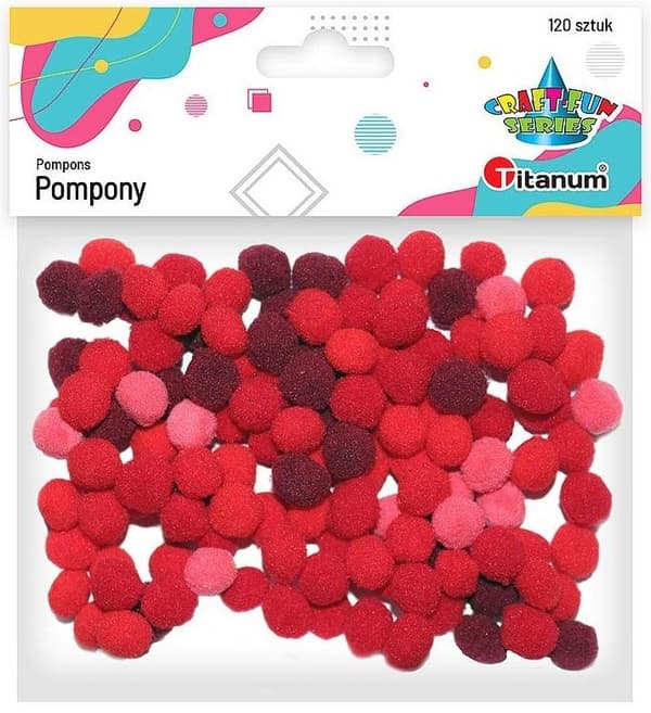 Polyester pomponer 10mm røde 120 stk.