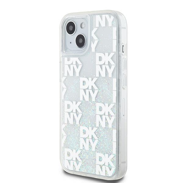 DKNY Liquid Glitter Multilogo-cover til iPhone 15, hvid