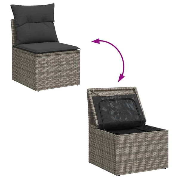 vidaXL 2-delt sofasæt med hynder, grå, polyrattan og akacie
