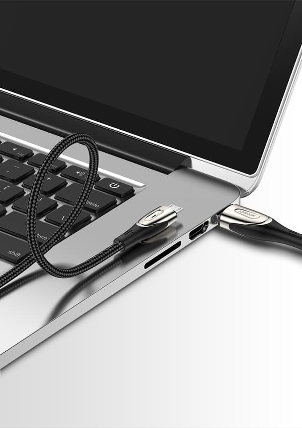 USB-A - microUSB 3A kabel med opladningsindikator, 1,2m sort