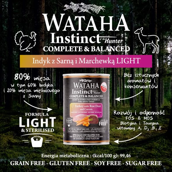 WATAHA INSTINCT 80% LET KALKUN MED RÅHJORTE OG GULERØDDER 400G