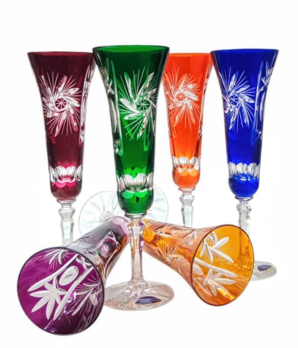 Färgglada kristallchampagneglas 170 ml Olive Grinder