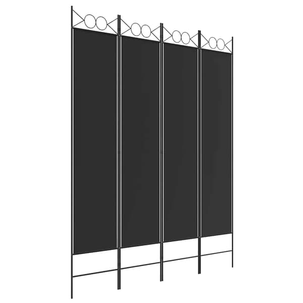 vidaXL 4-panels rumdeler, sort, 160x200 cm, stof
