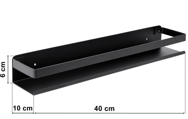 Megara loft badeværelseshylde 40 cm sort