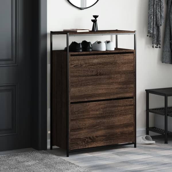 vidaXL skoskab brunt egetræ 75x34x112 cm