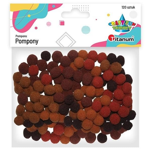 Polyesteripompomit 10 mm ruskeat 120 kpl