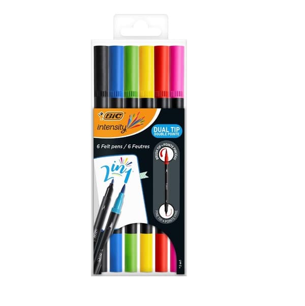 Intensity Dual Tip 6-farvet BIC-markør