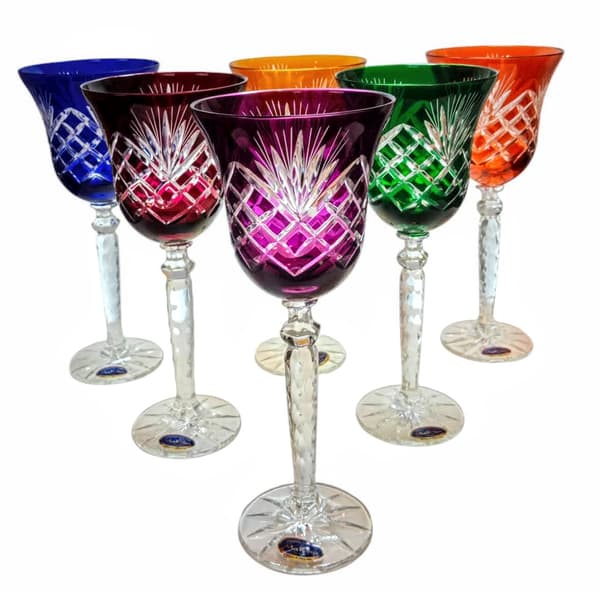 Farverige krystalvinglas 280 ml Ananas