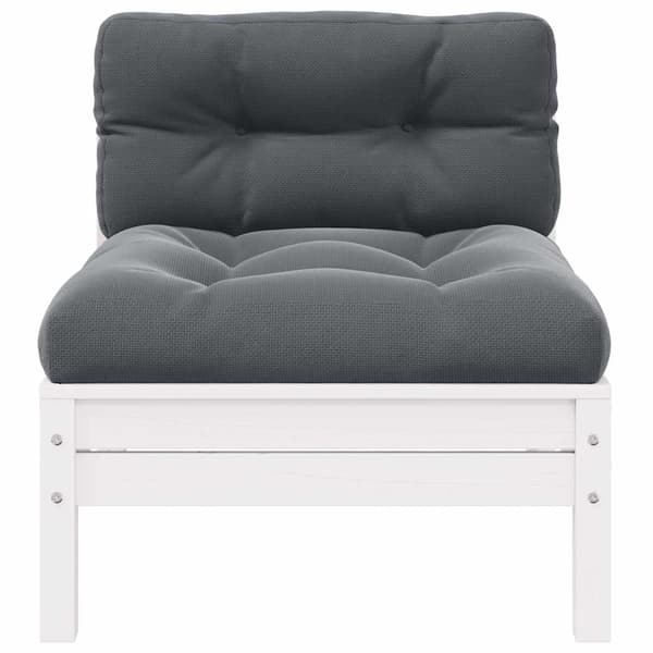 vidaXL 2-sits trädgårdssoffa med kuddar, vit, furu