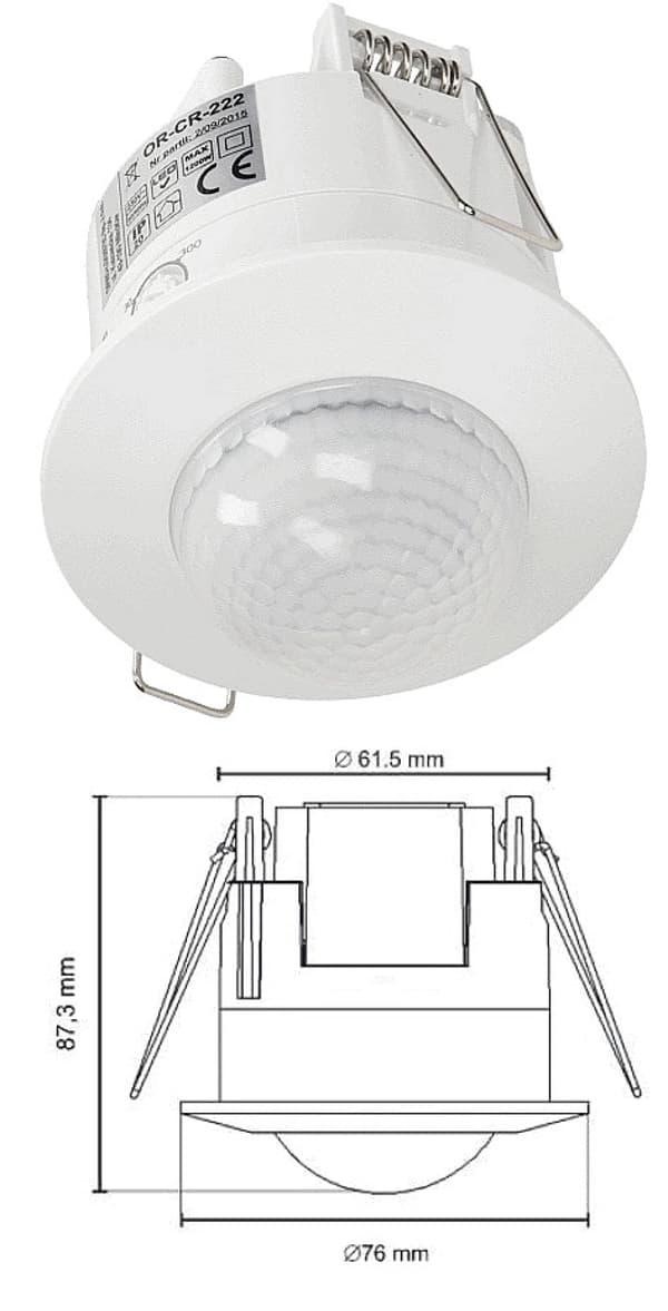 Rörelsesensor för LED PIR 360° 1200W infälld takbelysning
