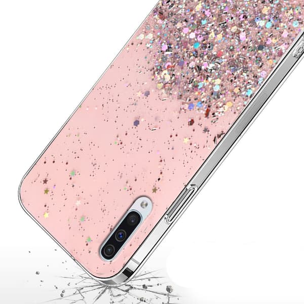Etui til Samsung Galaxy A50/A50S/A30S, Glitrende, Lyserød