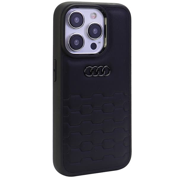Audi GT kunstlædercover til iPhone 15 Pro, sort