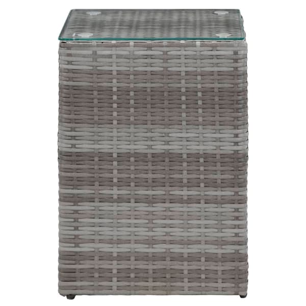 vidaXL sideborde, sæt med 3, glasplader, grå, polyrattan