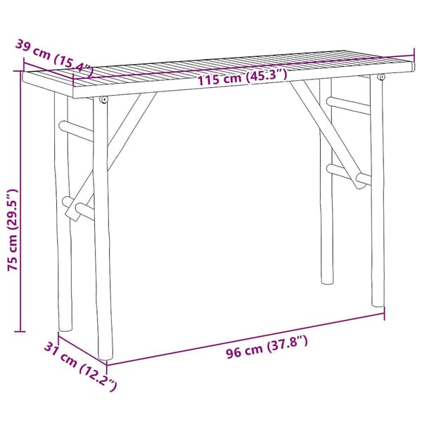 vidaXL Konsolbord 115x39x75 cm bambu