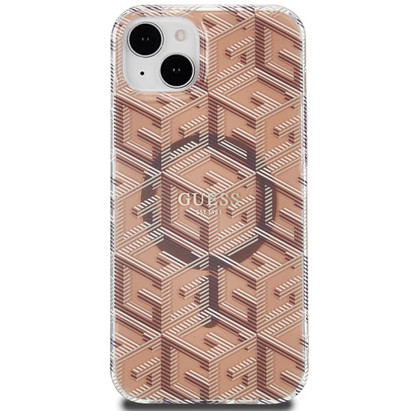 Guess IML GCube MagSafe-etui til iPhone 15 Plus, brun