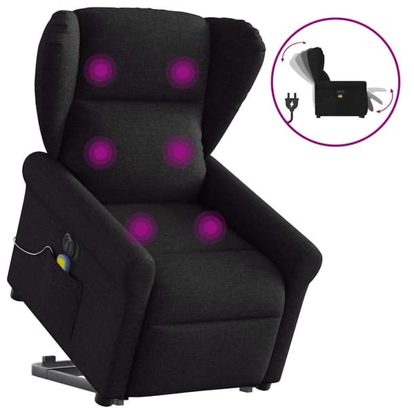 vidaXL elektrisk liftmassagestol lænestol sort